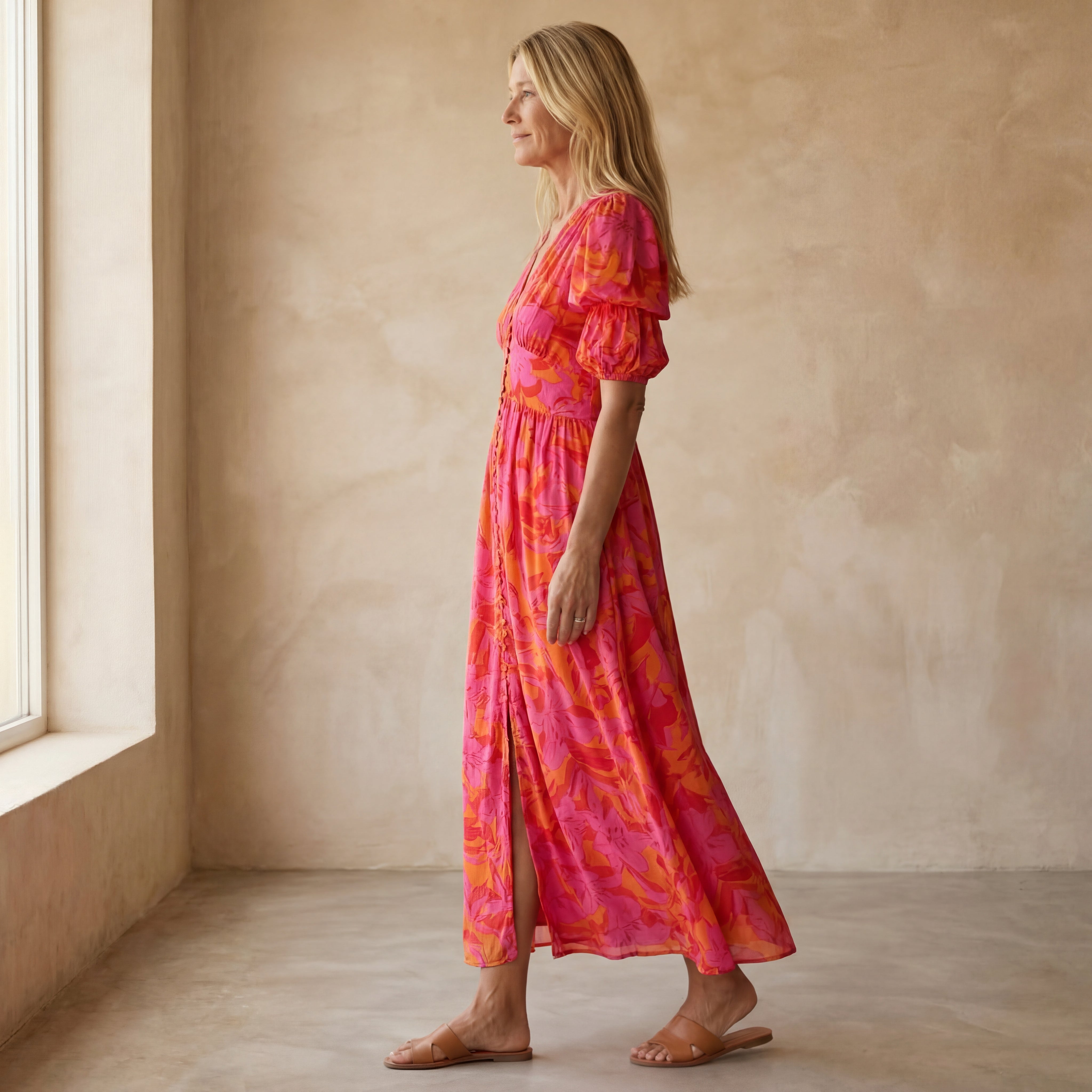 DERANA - ROSE RED MAXI DRESS