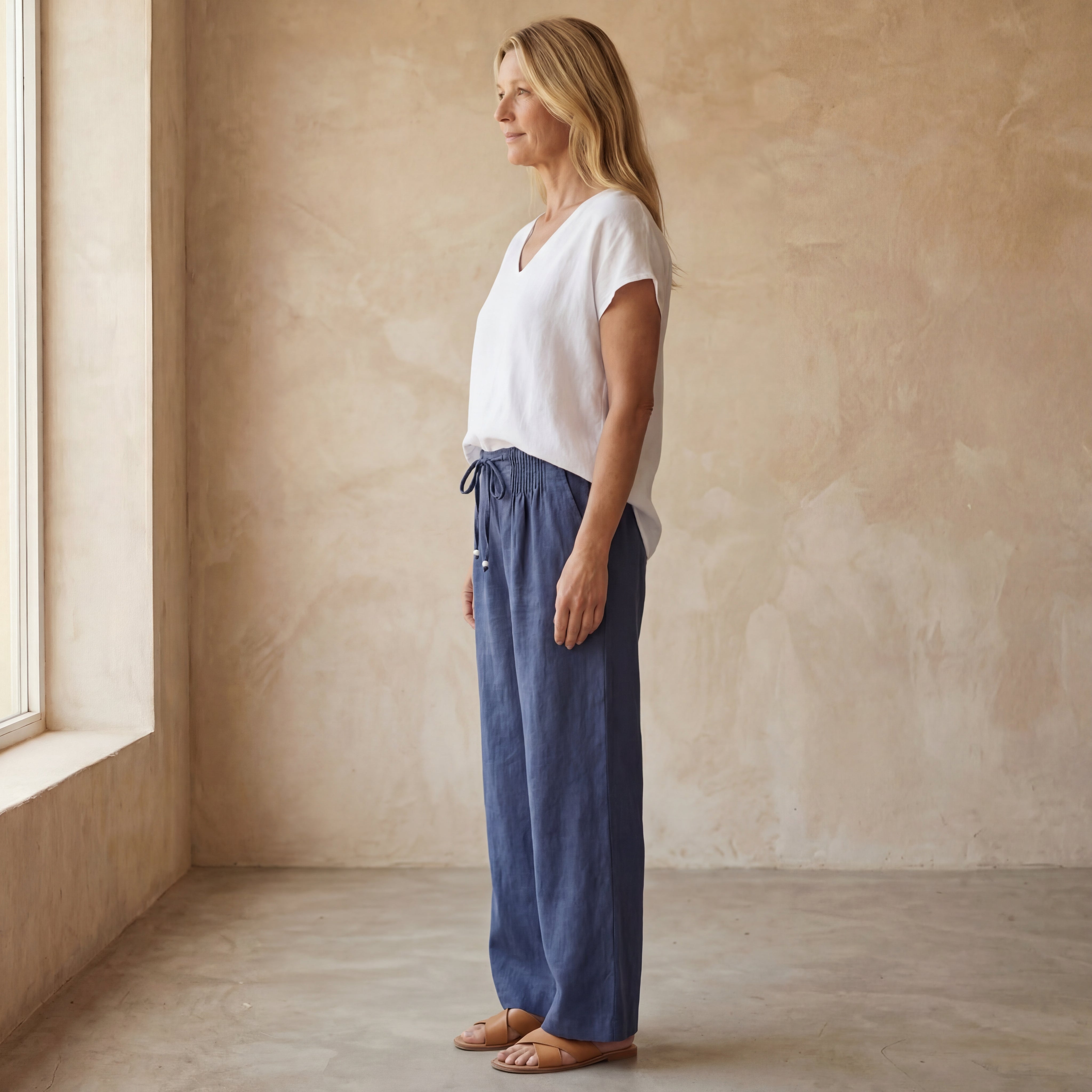 CAMILIA - COTTON AND LINEN PANTS