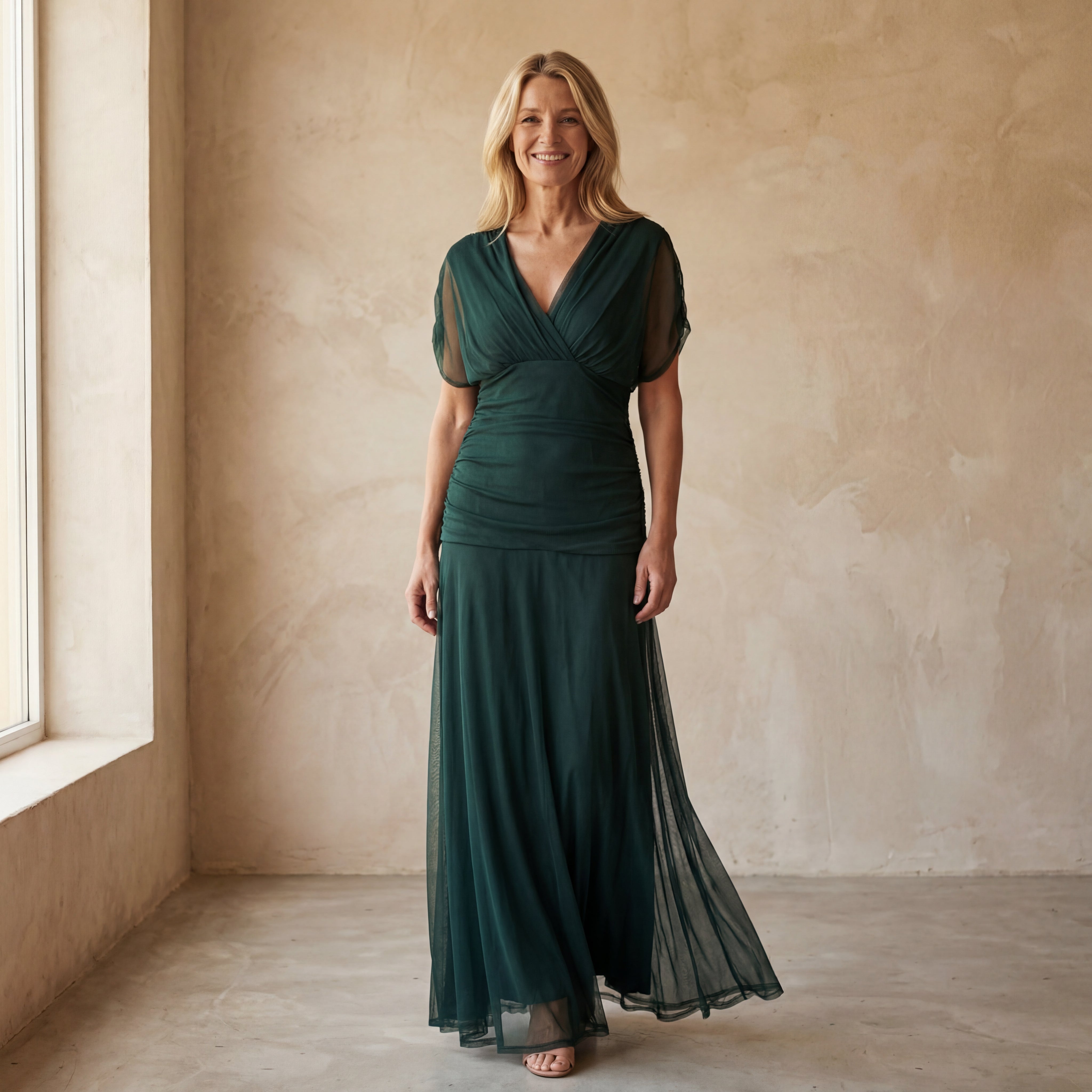 AURORA - ELEGANT V-NECK MAXI DRESS