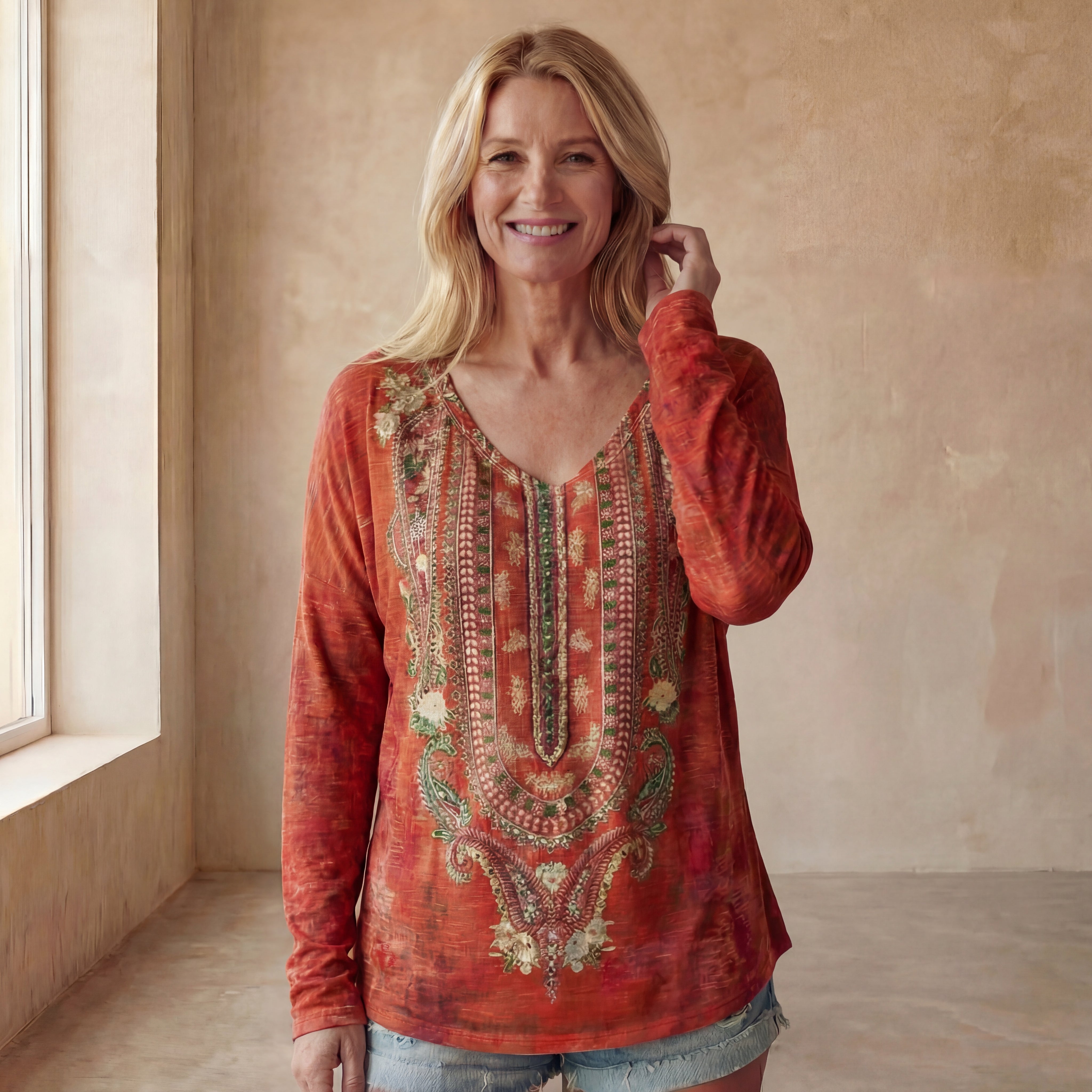 SADARIA - BOHO PRINT BLOUSE