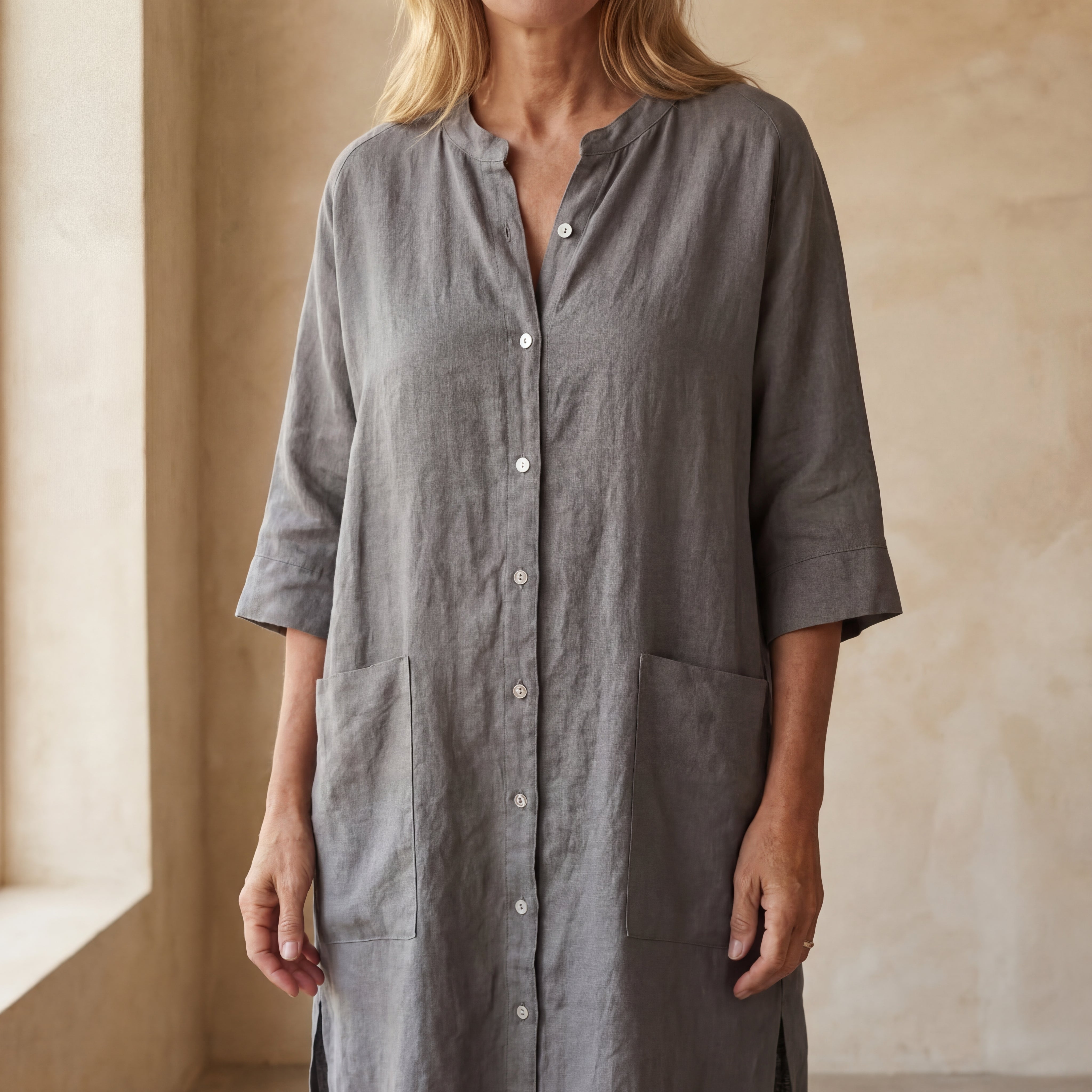 MEIVA - Cotton Linen Shirt Long Dress
