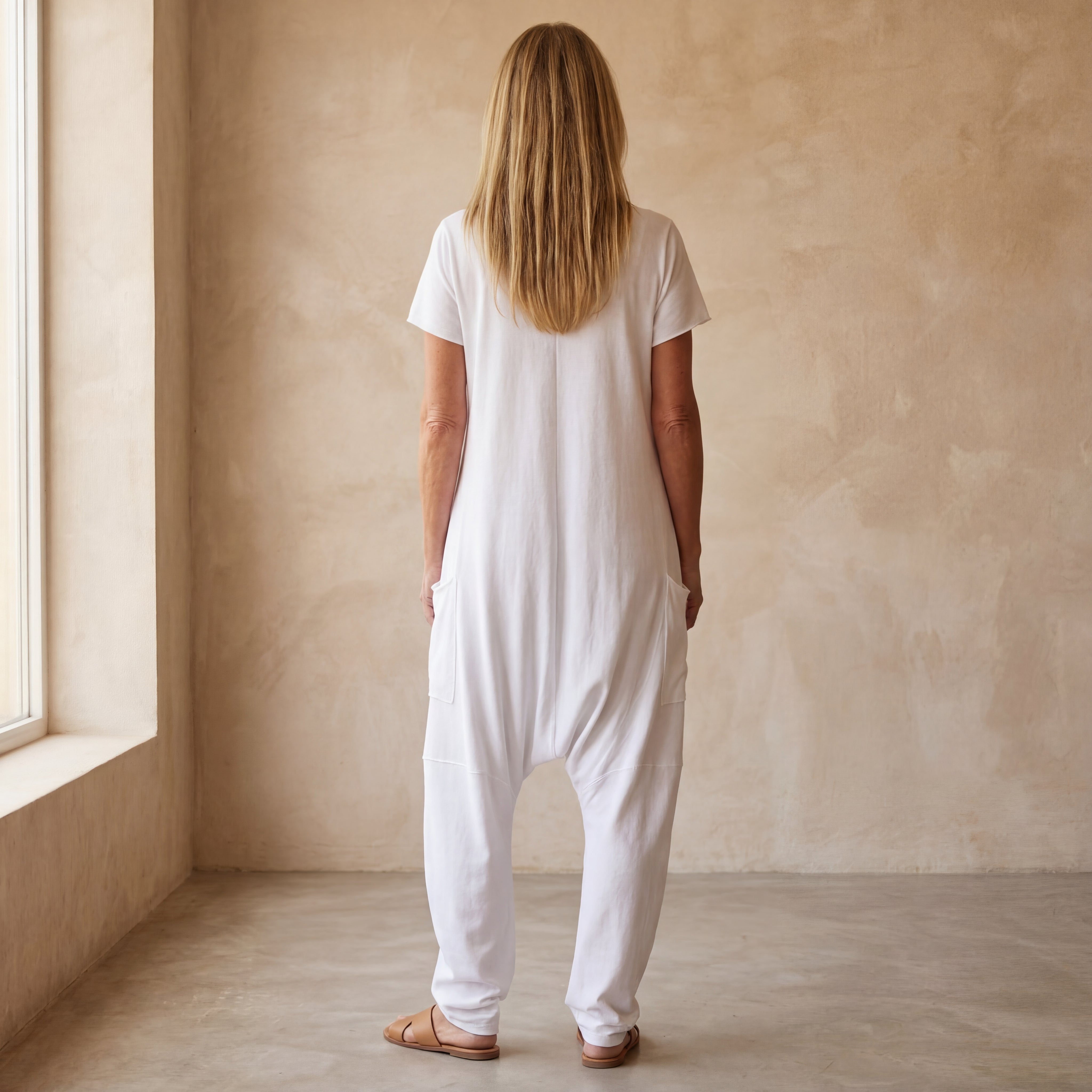 MAIRE - Casual V-neck Solid Color Jumpsuit