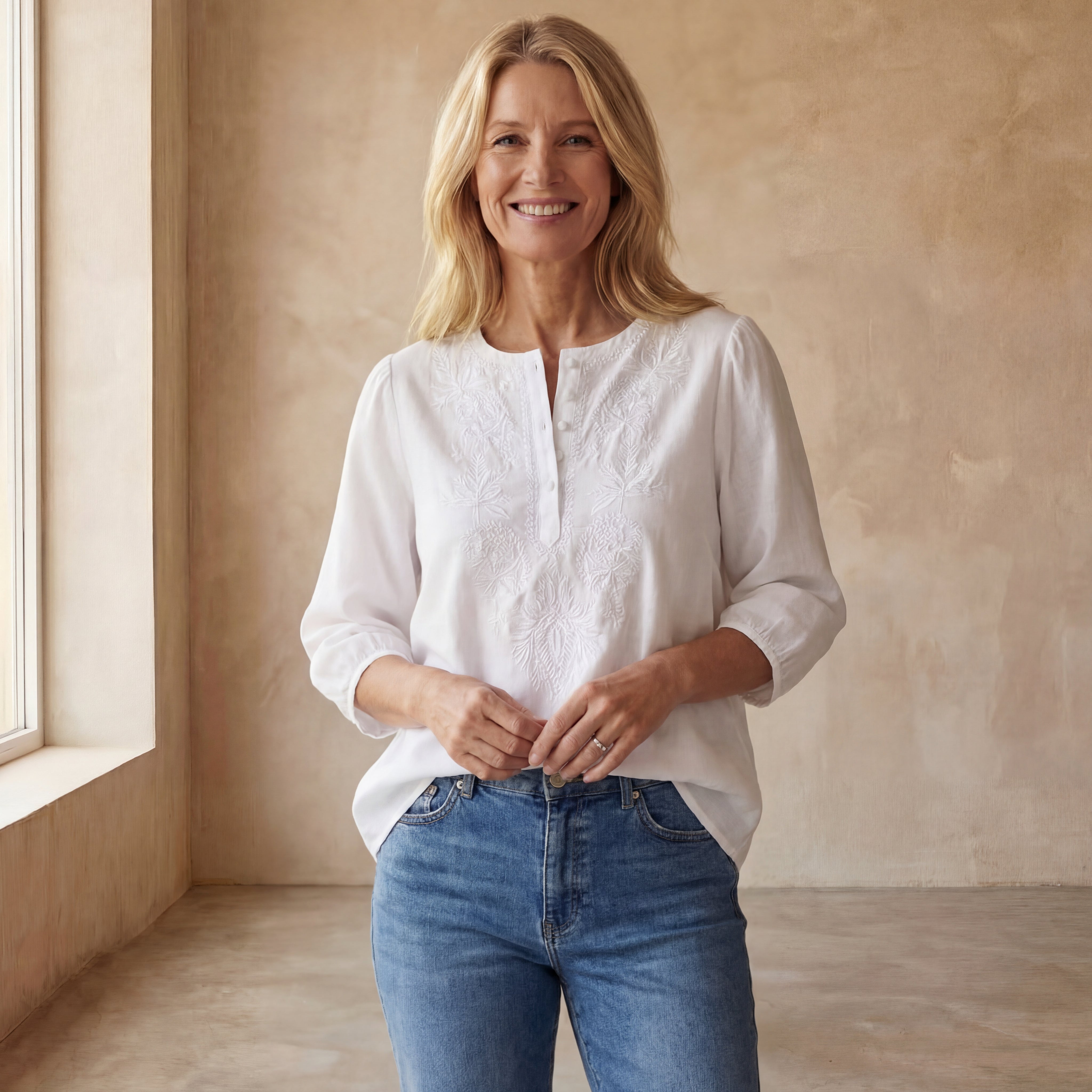 ANDORA - Ethnic Print Cotton Shirt