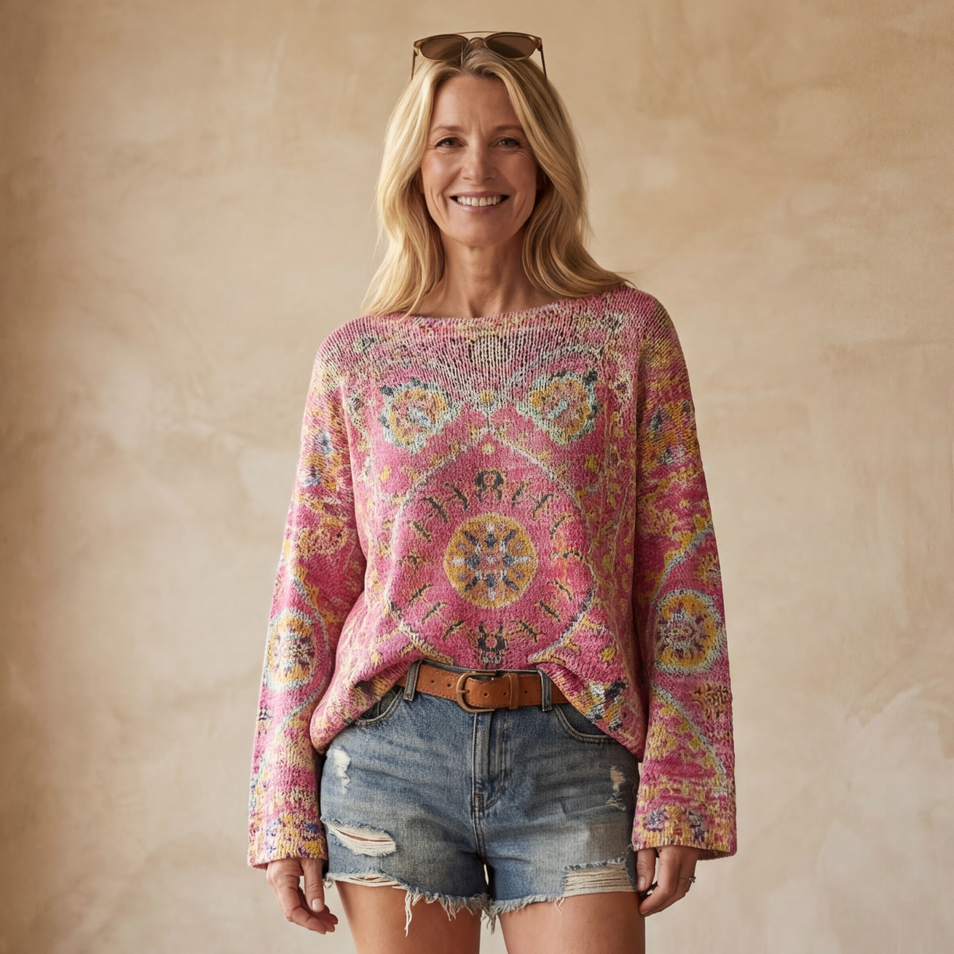 FARIASA - FLORAL BOHO SWEATER