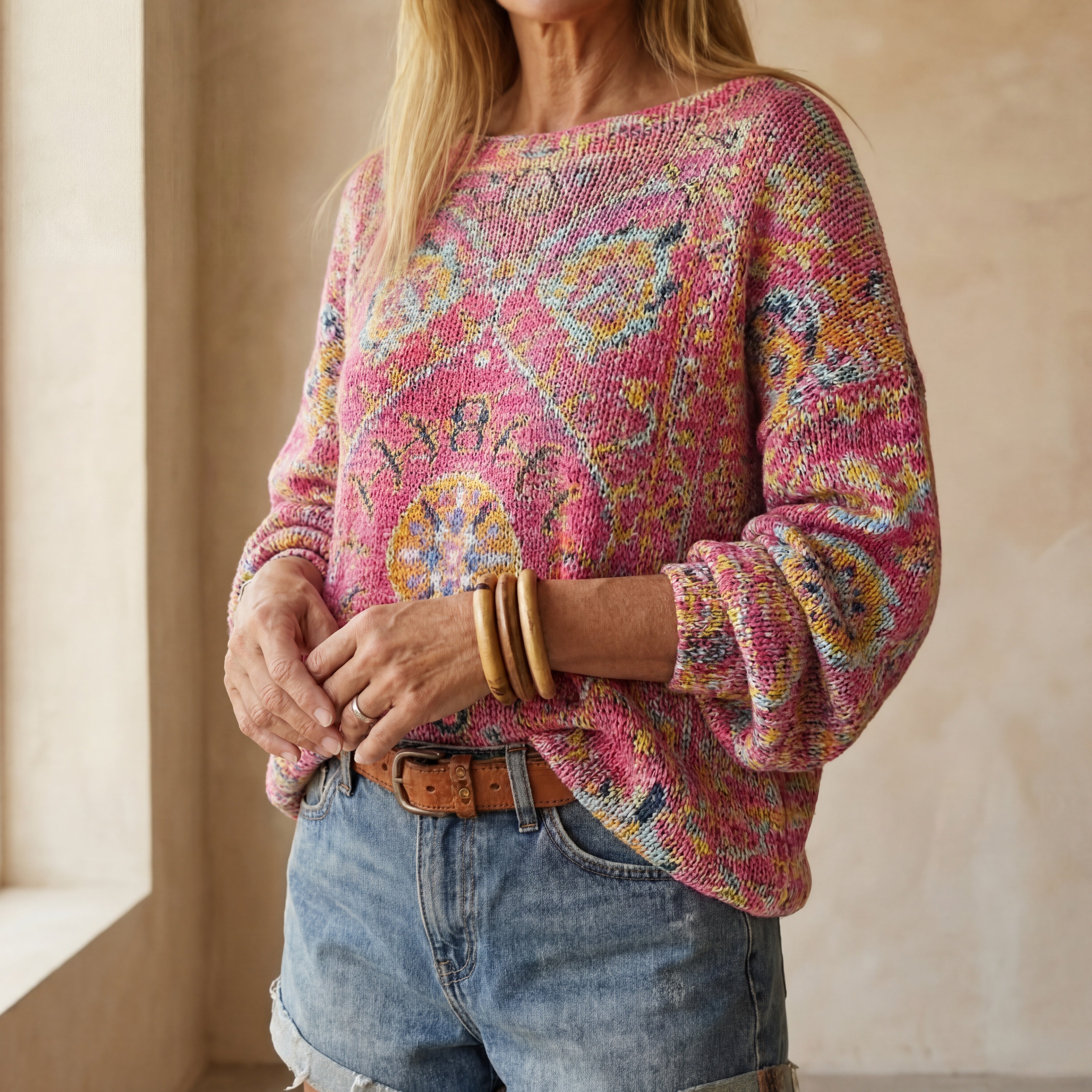 FARIASA - FLORAL BOHO SWEATER
