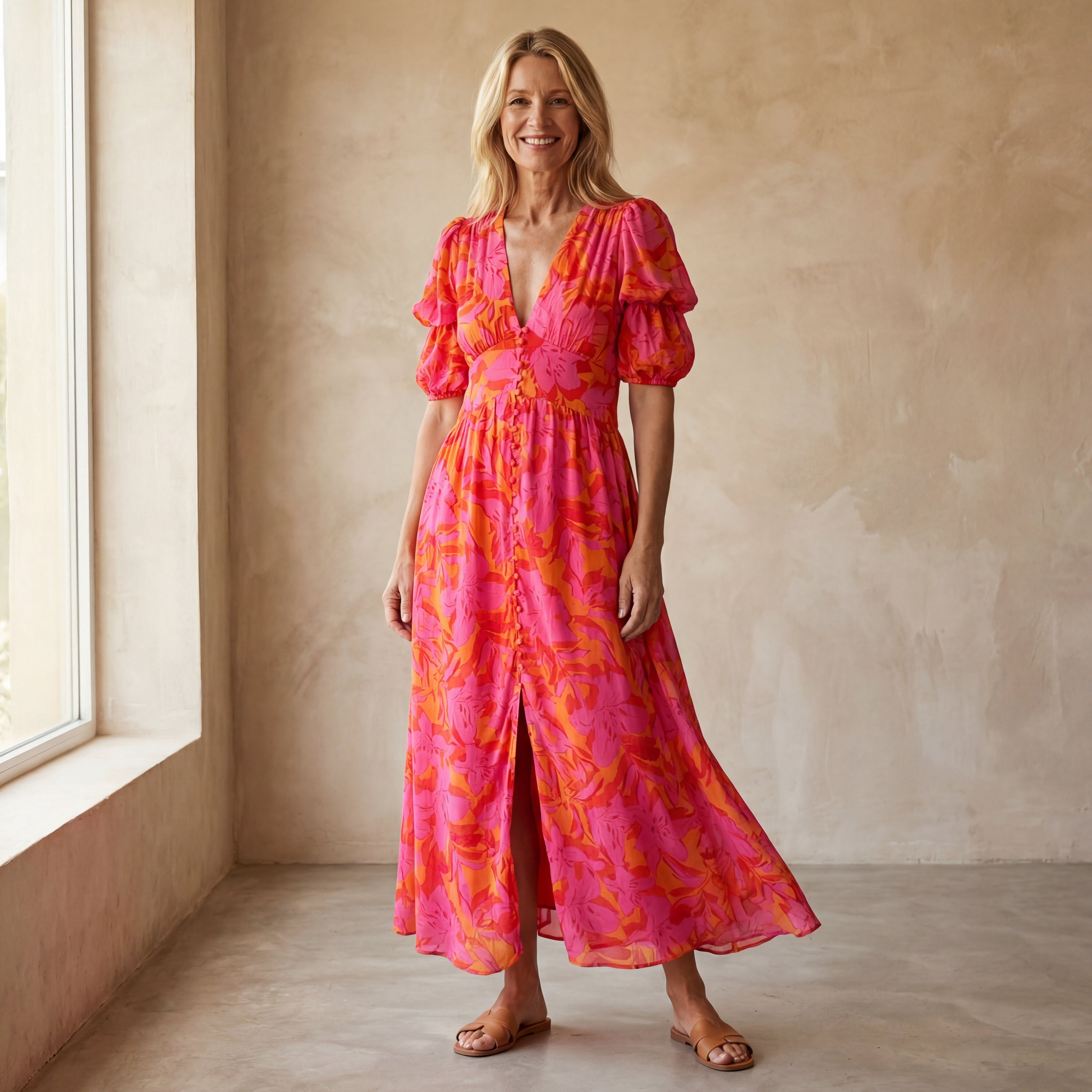 DERANA - ROSE RED MAXI DRESS