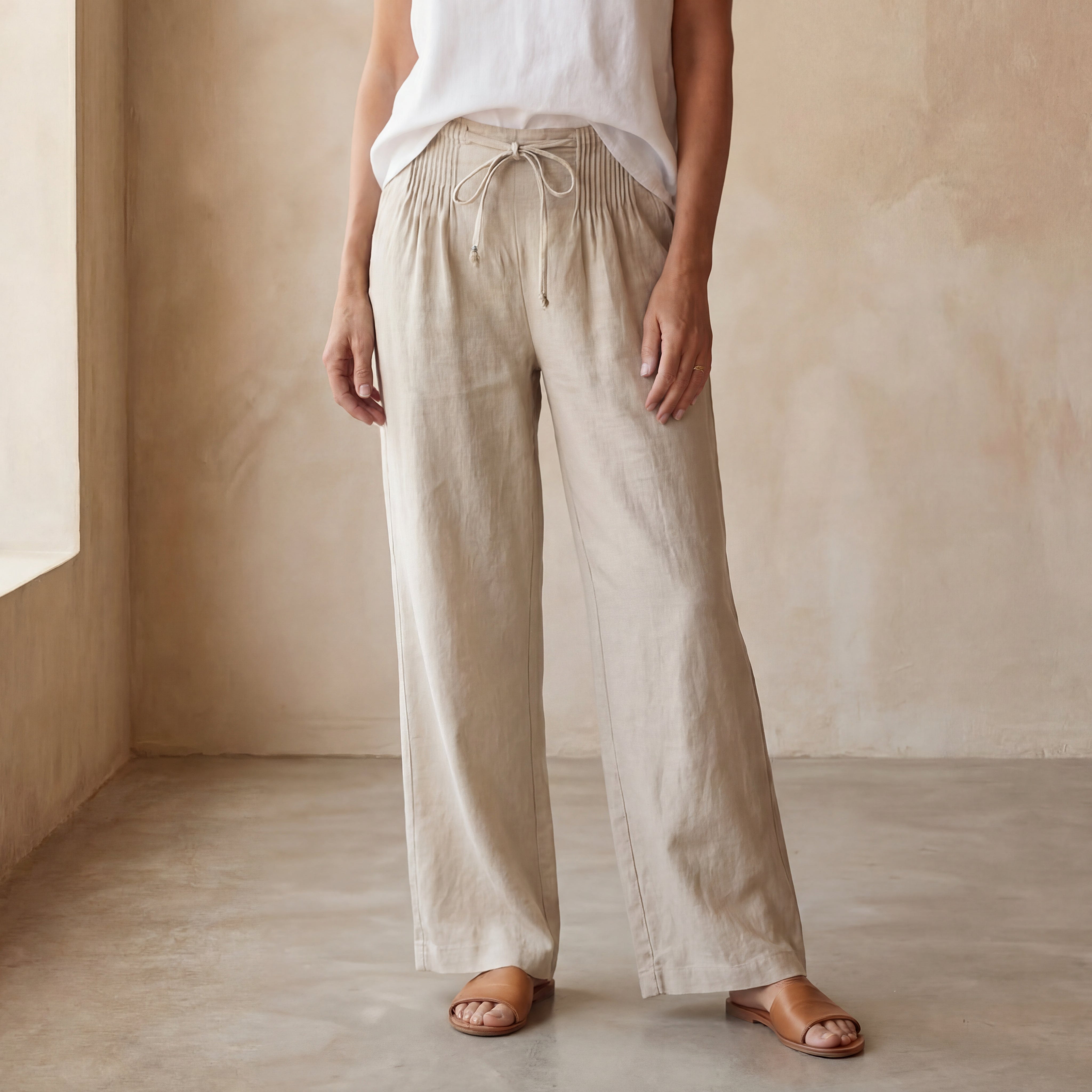 CAMILIA - COTTON AND LINEN PANTS