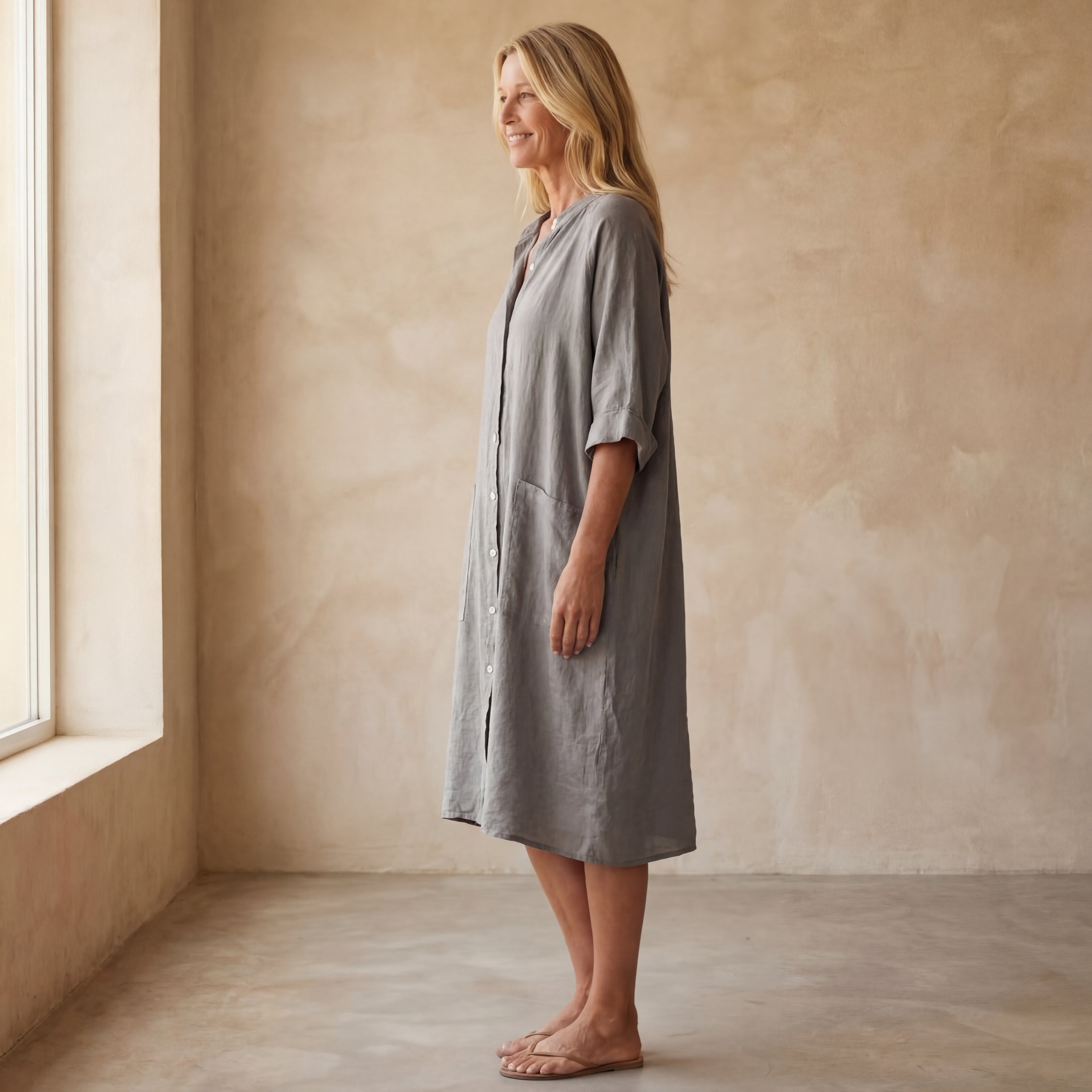 MEIVA - Cotton Linen Shirt Long Dress