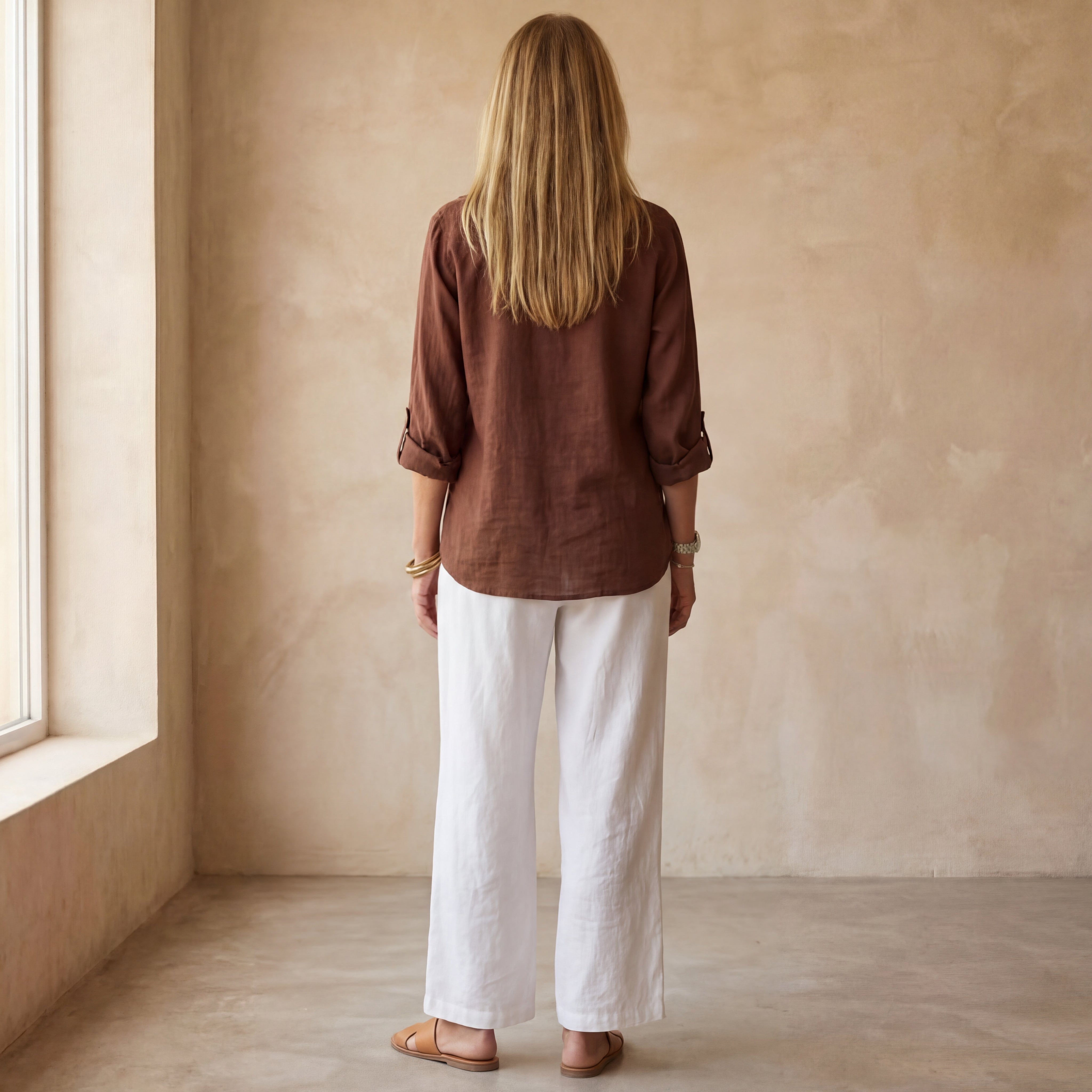 RANELA - BURGUNDY LINEN BLOUSE
