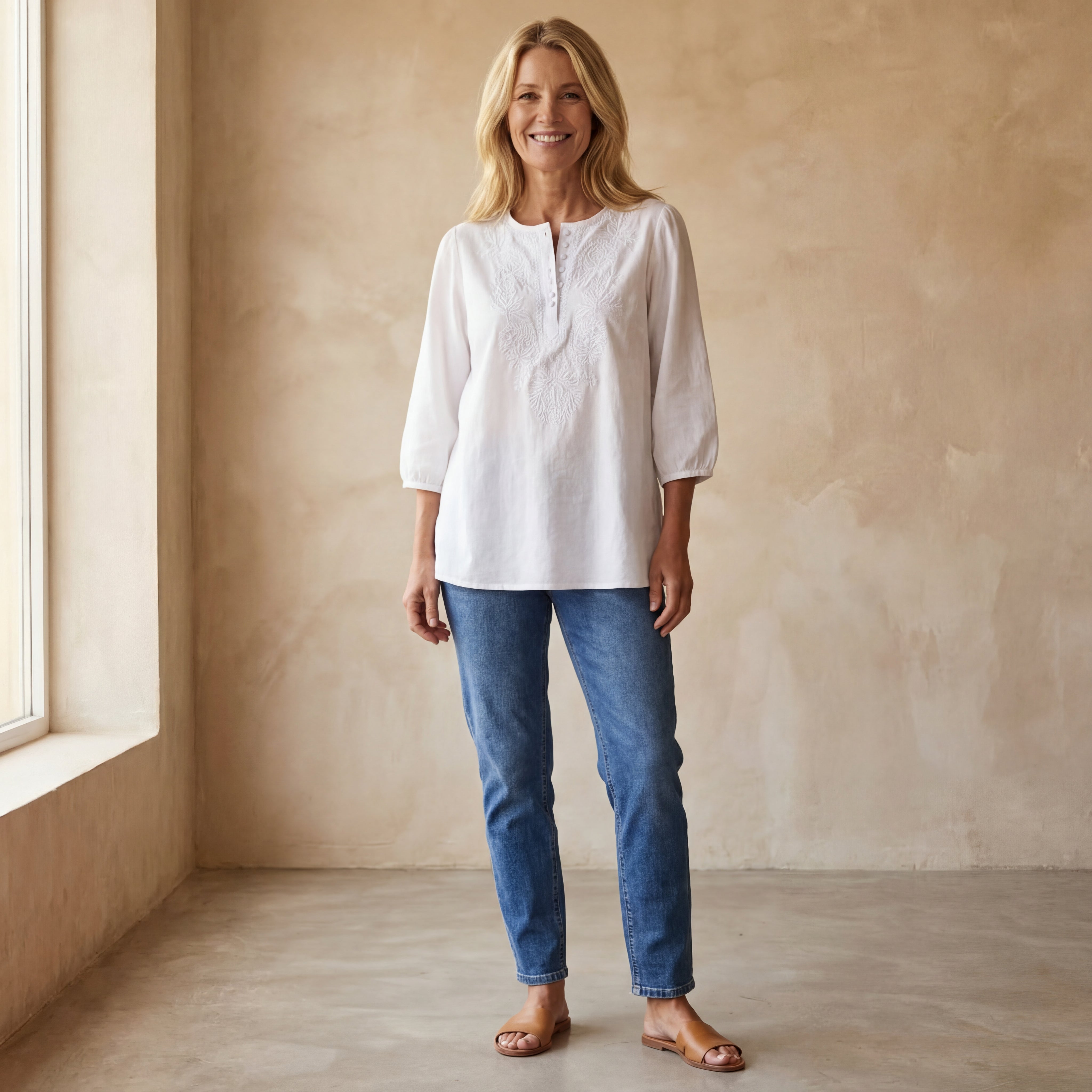 ANDORA - Ethnic Print Cotton Shirt