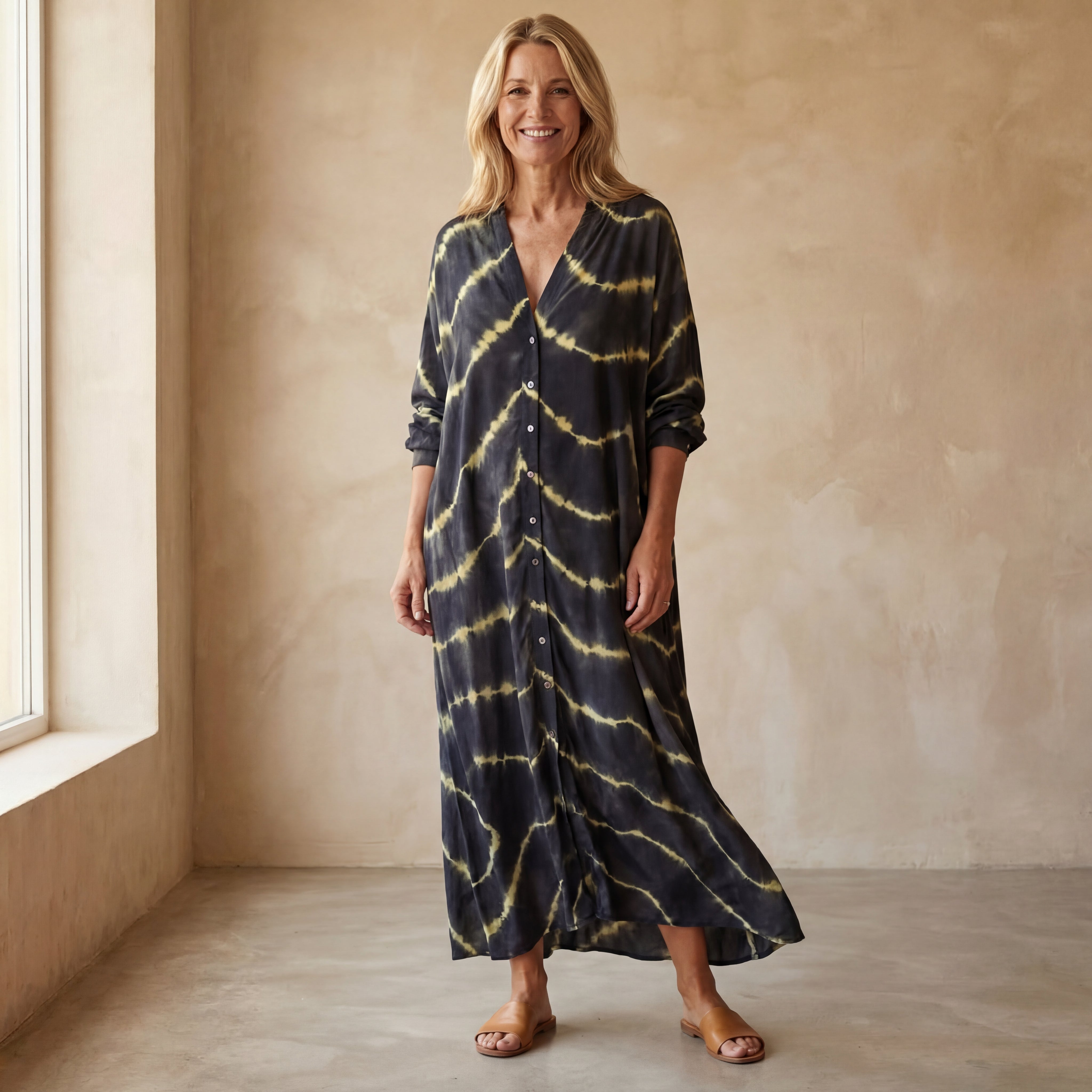 BOMEA - Boho Stripe Long Sleeves Dress